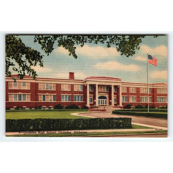 Vintage Linen Postcard Gadsden High School Alabama 1930s Curteich - Picture 1 of 2